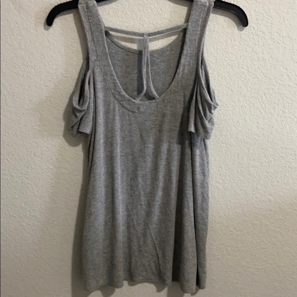 Gray Cold Shoulder Top - Picture 2 of 2